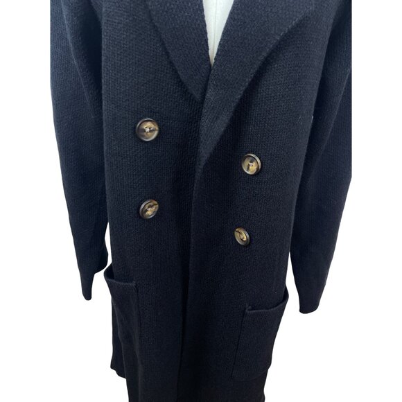 Cici Bird Womens Black Double-Breasted Long Knit Cardigan Sz L - New - Picture 4 of 8